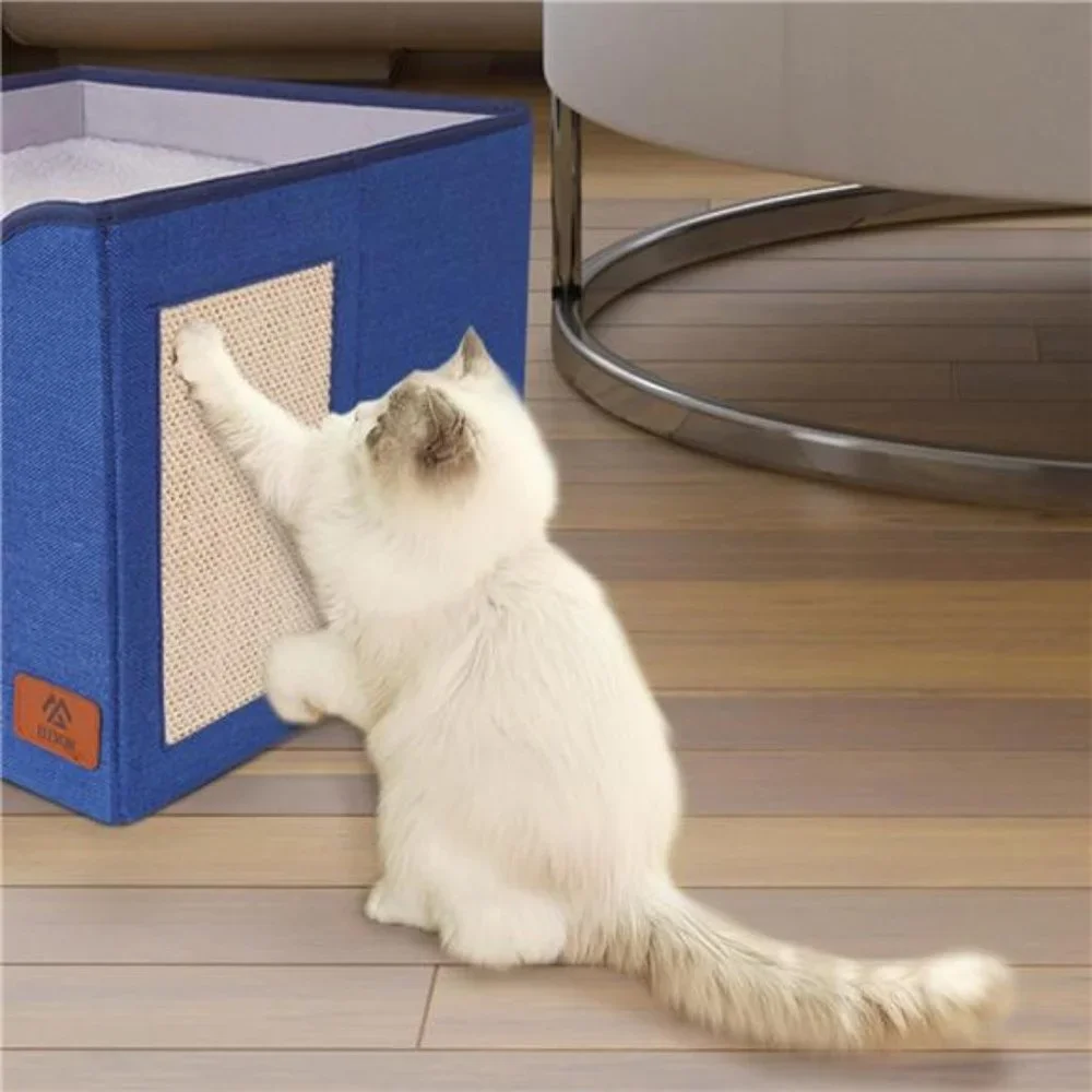 Elevon Cat Beds, Cat House Cat Cave Beds with Scratch Pad, Foldable (Blue)